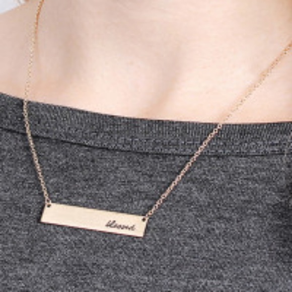 🆕️Gold Bar Cursive "Blessed" Necklace - Picture 4 of 4